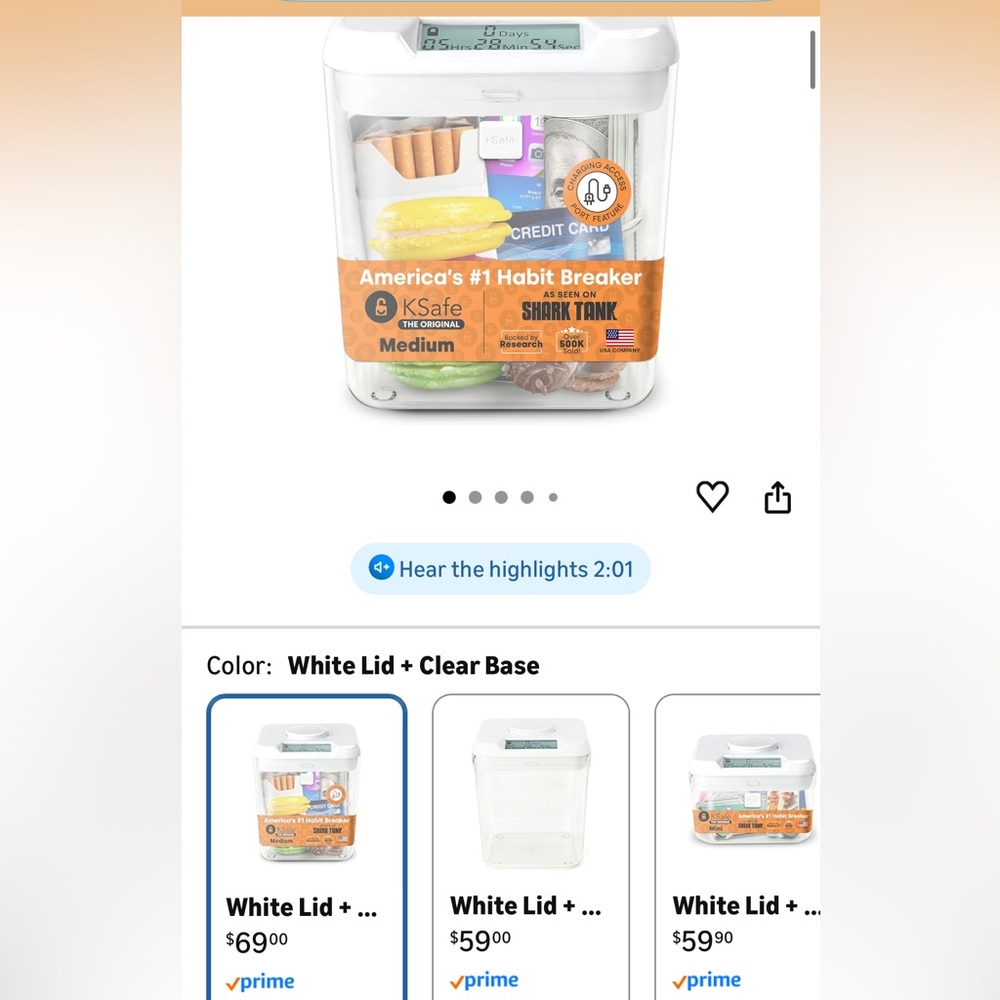 KSafe Time Locking Container - White - Picture 4 of 8